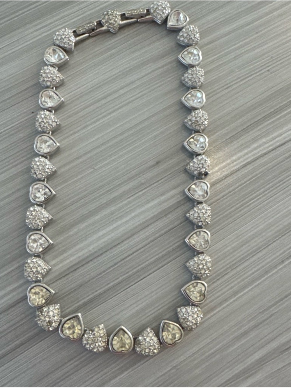 Swarovski Silver Heart Crystal Necklace - White
